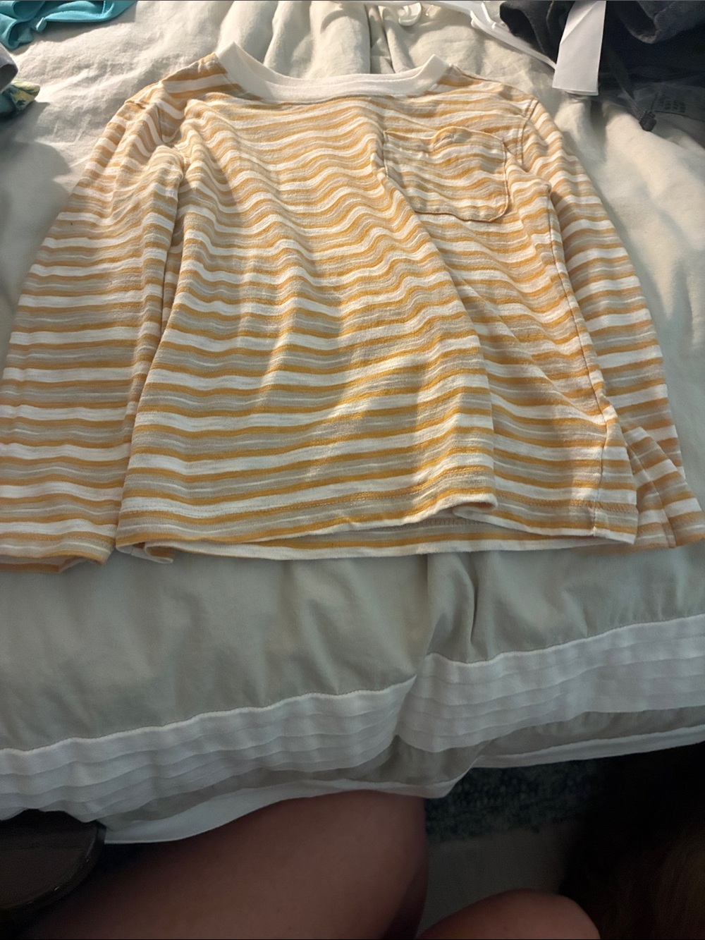 Old Navy Yellow and White Striped Long Sleeve Tee